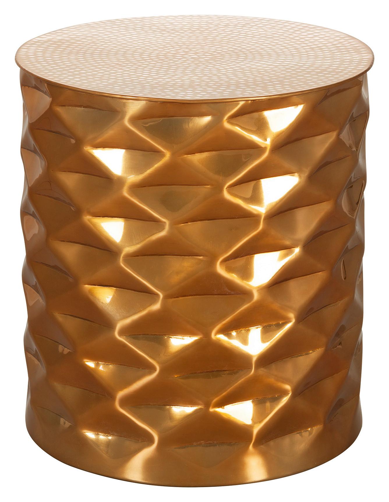 Couchtisch Rund Aluminium Poliert Gopal Goldfarben - Goldfarben, LIFESTYLE, Metall (43,5/43,5/48cm) - MID.YOU