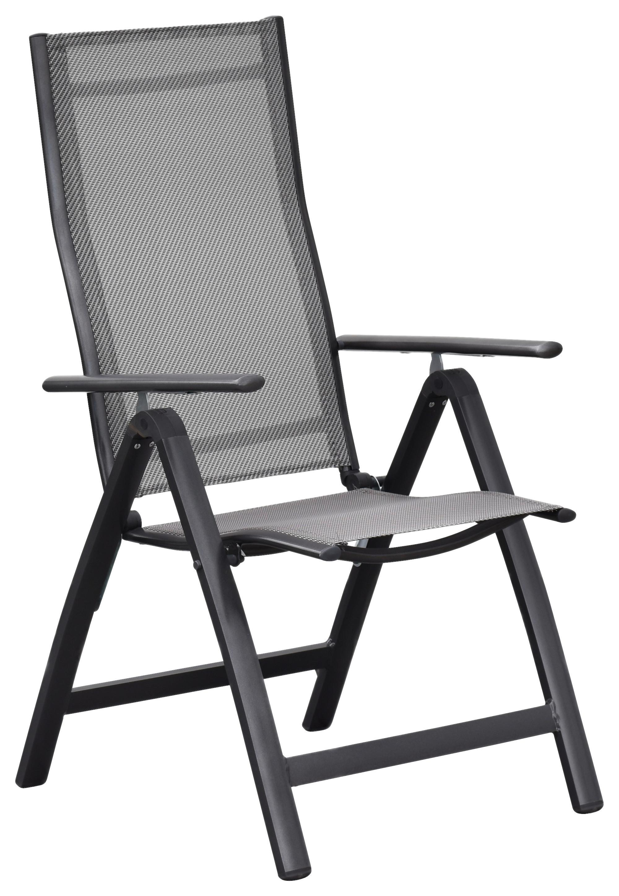 Gartenklappsessel-Set Carrara - Graphitfarben/Braun, MODERN, Textil/Metall - Gardenson