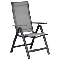 Gartenklappsessel-Set Carrara - Graphitfarben/Braun, MODERN, Textil/Metall - Gardenson