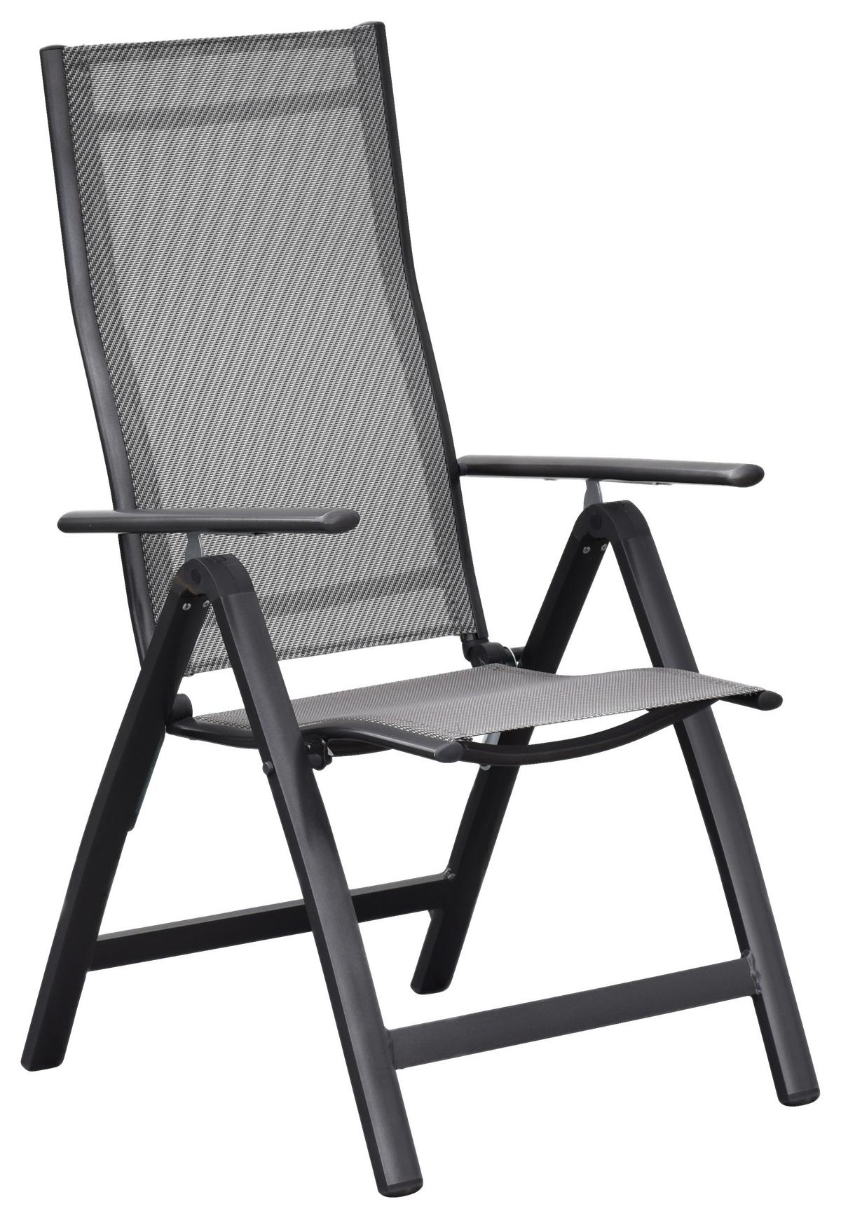 Gartenklappsessel-Set Carrara - Graphitfarben/Braun, MODERN, Textil/Metall - Gardenson