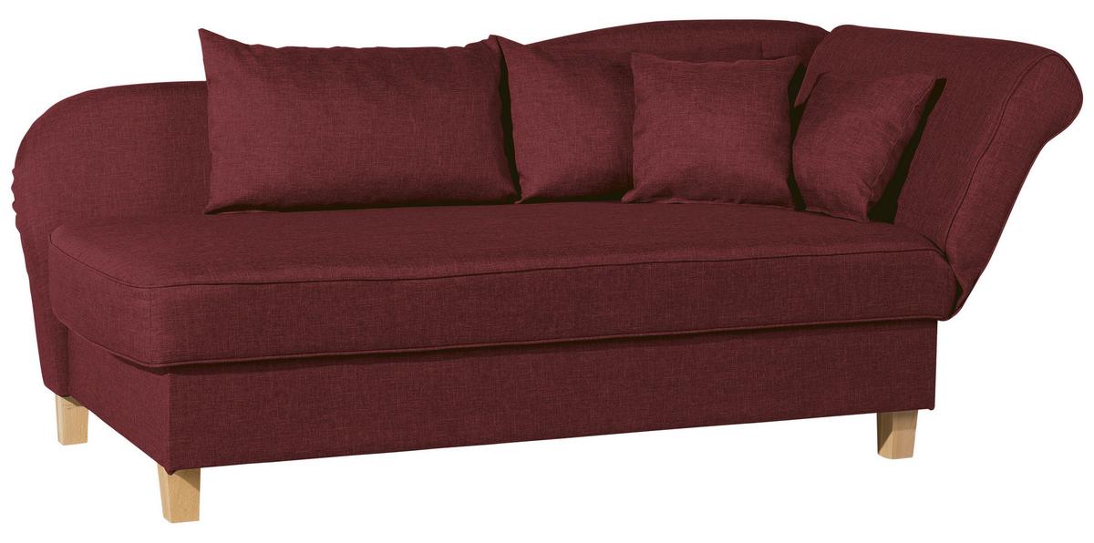 Recamiere Selma Rot Rechts Mit Bettkasten+schlaffunktion - Rot/Buchefarben, Design, Textil (190/88/82cm) - Max Winzer