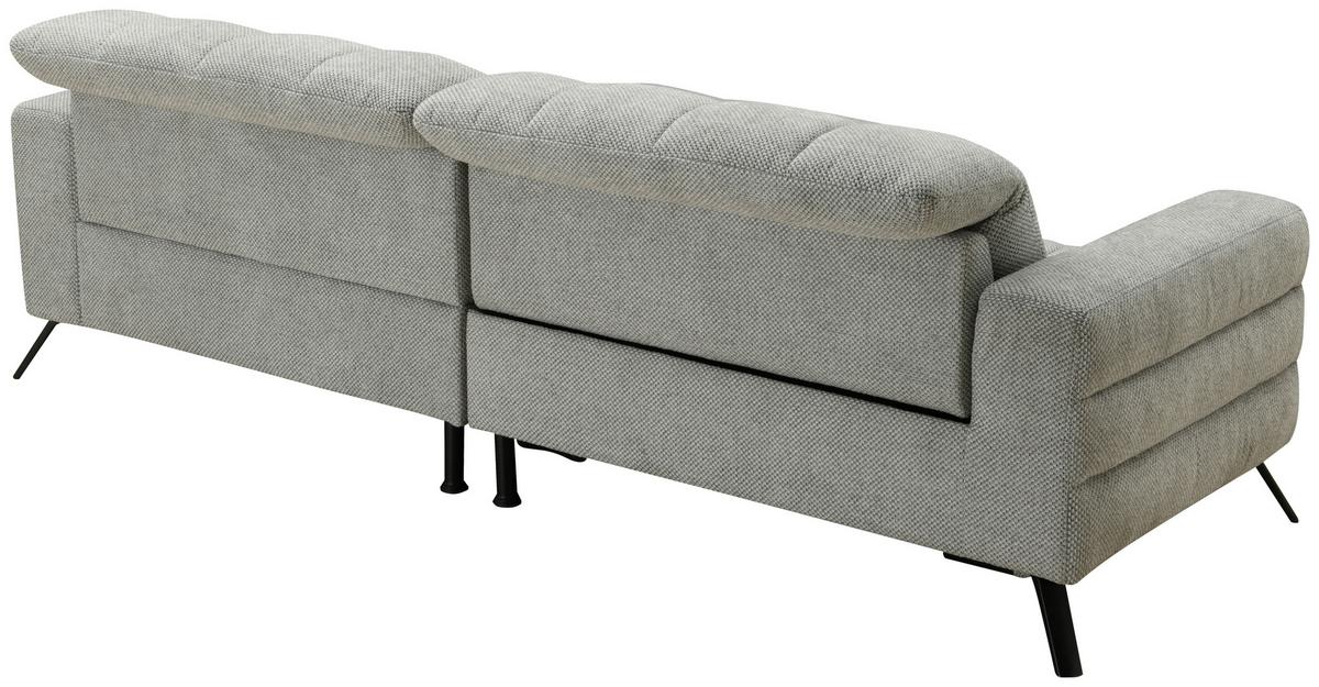 Ecksofa Milano Microfaser Hellgrau, B: 256 Cm - Hellgrau/Schwarz, MODERN, Holz/Textil (256/106cm) - Luca Bessoni