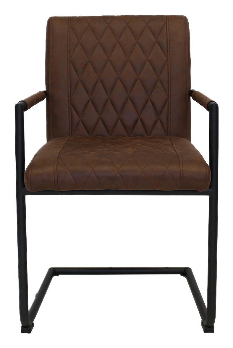 Armlehnstuhl-Set Damian - Schwarz/Braun, LIFESTYLE, Textil/Metall (52/88/63cm) - MID.YOU