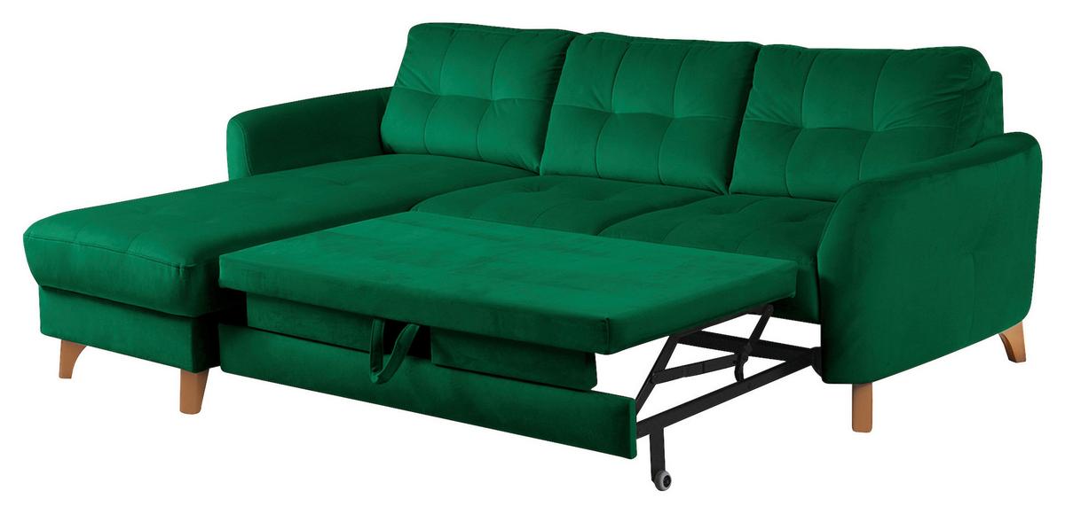 Ecksofa Nordic Dunkelgrün, S: 168 cm - Dunkelgrün/Buchefarben, Design, Textil (168/238cm) - Livetastic