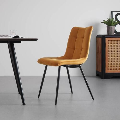Elegantní židle SURI žlutá - černá/žlutá, Moderní, kov/dřevo (46/87/59cm) - Bessagi Home