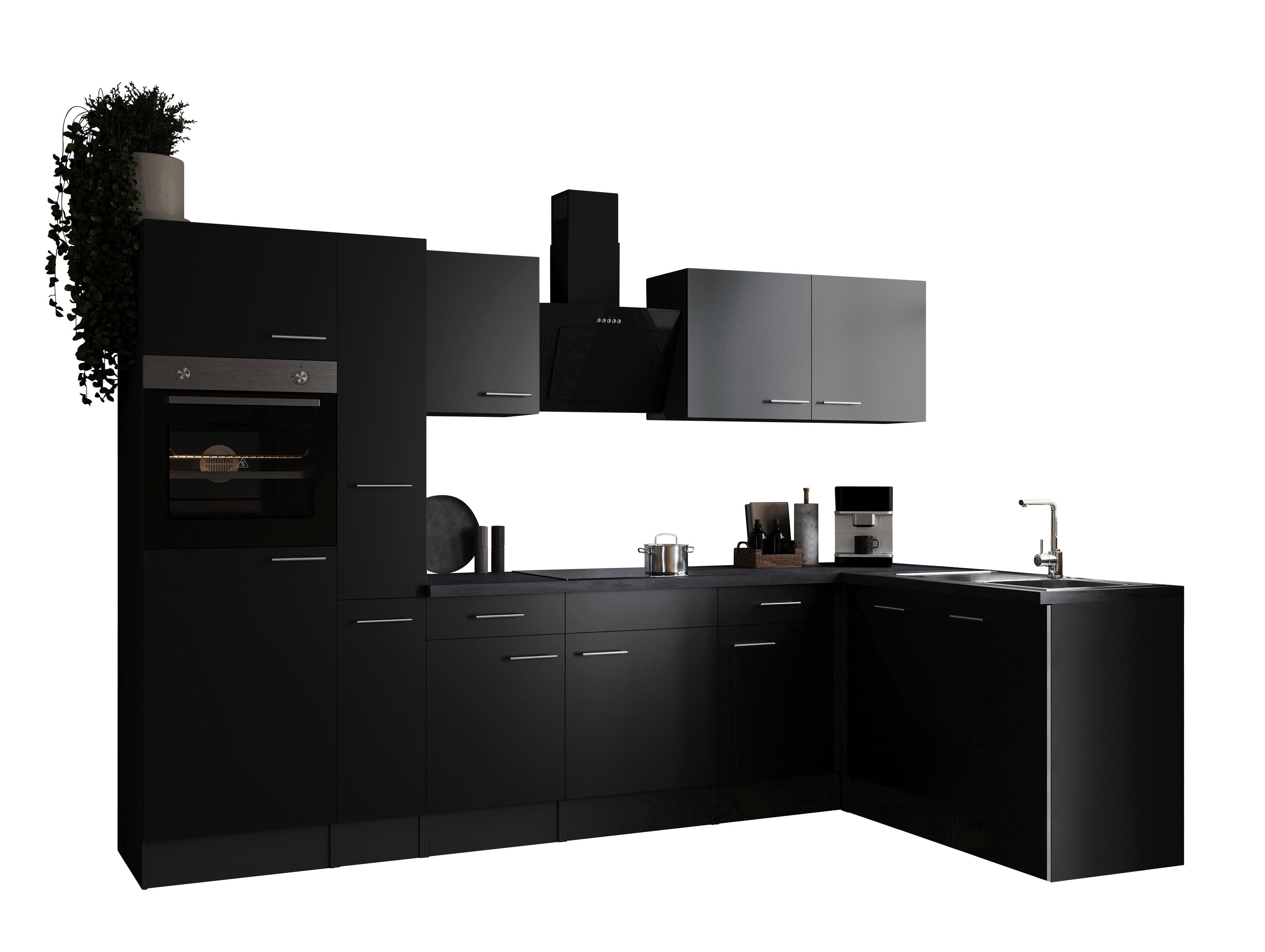 Eckküche Oliver Grau, Schwarz S: 310x172 Cm - Schwarz/Grau, Design, Holzwerkstoff (310/172cm) - Respekta