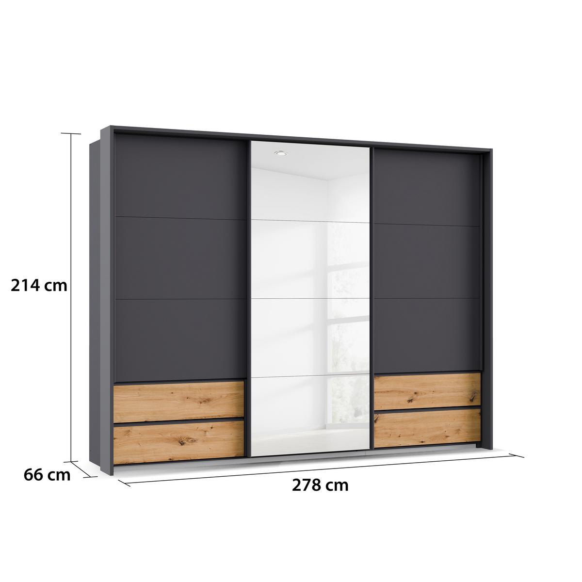 SKŘÍŇ S POSOUVACÍMI DVEŘMI KARPO - šedá/dub artisan, Moderní, kompozitní dřevo/plast (271/210/62cm)
