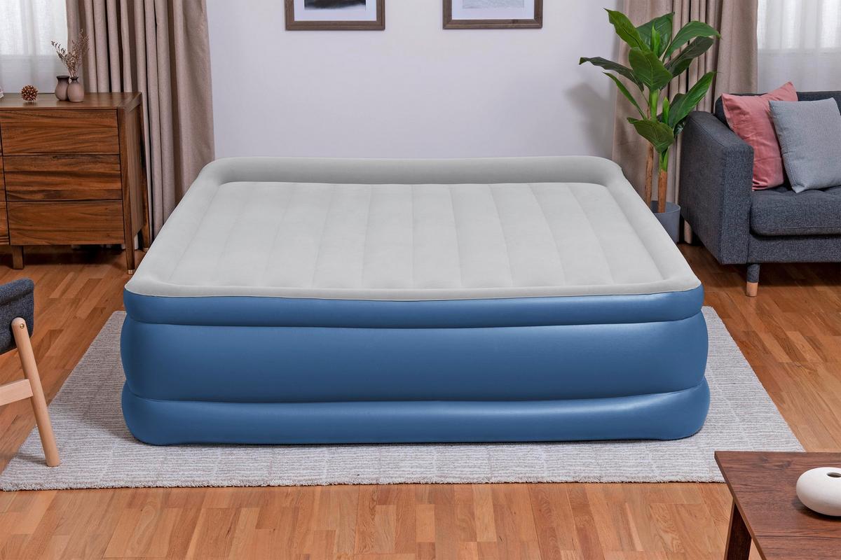 Luftbett Robert 203x193x56 Cm Bis 300kg, Inkl. Pumpe - Dunkelblau/Grau, KONVENTIONELL, Kunststoff/Metall (203/193/56cm) - Bestway