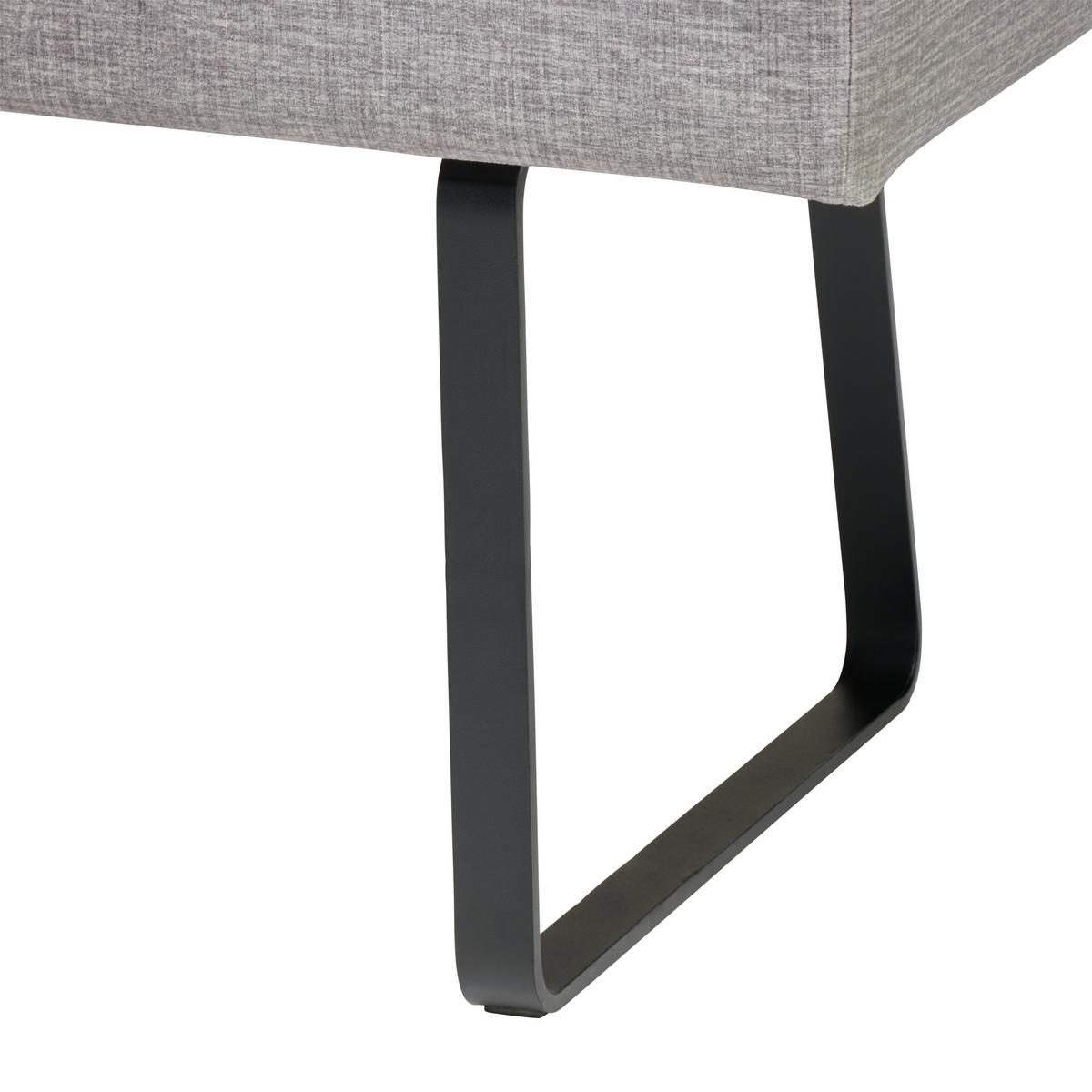 Sitzbank Tilos ohne Lehne Samt Dunkelgrau, B: 140 cm - Dunkelgrau/Schwarz, KONVENTIONELL, Textil/Metall (140/49/47cm) - MID.YOU