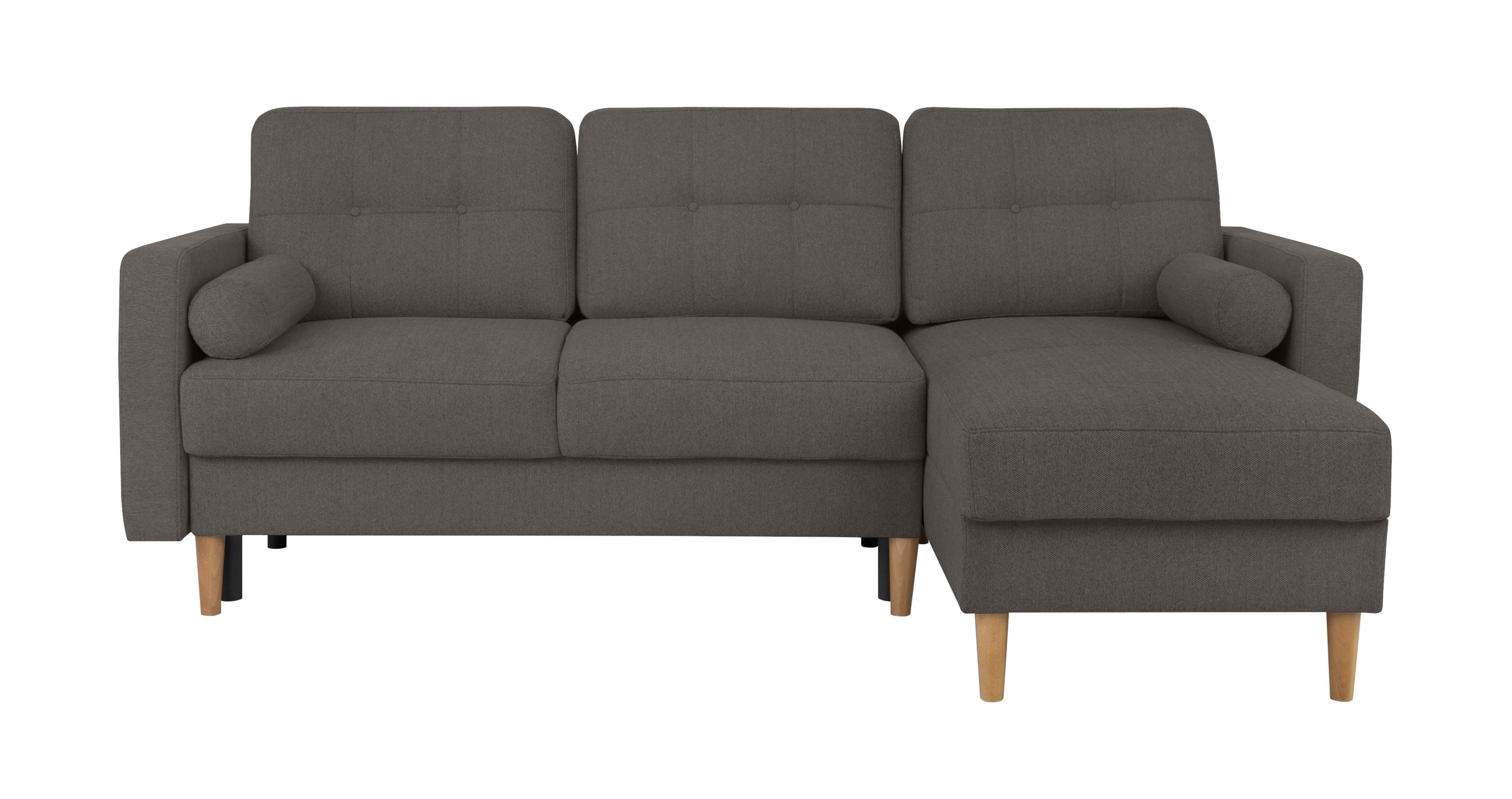 Ecksofa Noret, Grau S: 223x157 Cm - Buchefarben/Grau, Design, Textil (223/157cm) - MID.YOU