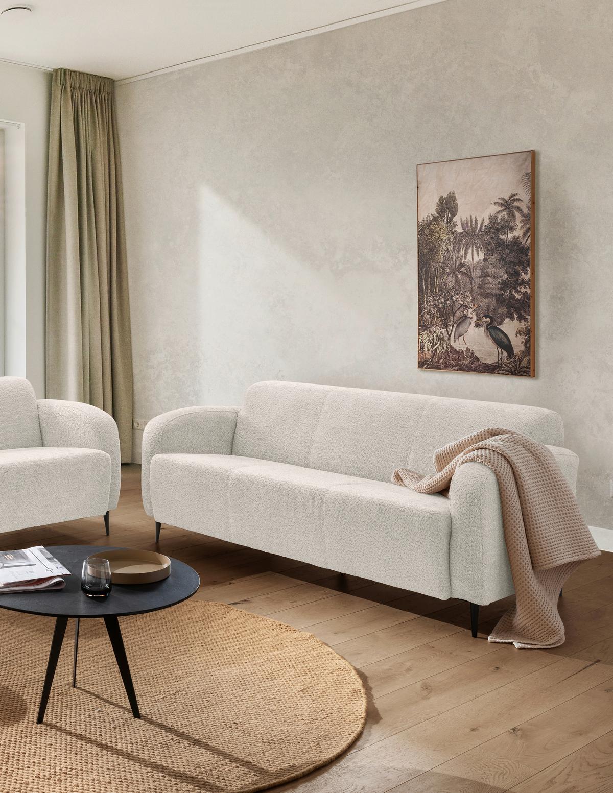 3-Sitzer-Sofa Marone Weiß B: 180cm - Schwarz/Weiß, MODERN, Textil (180/76/90cm) - Livetastic