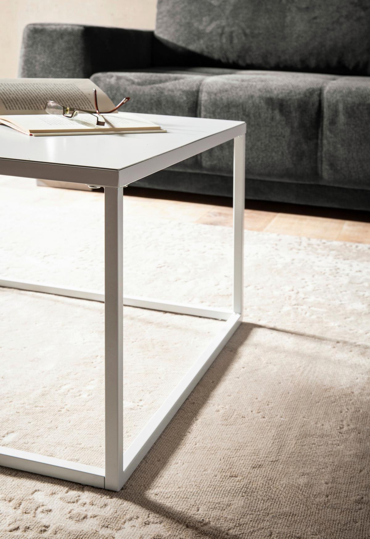 Couchtisch Schwarz L: 60 Cm - Weiß, Design, Metall (60/60/40cm) - MID.YOU