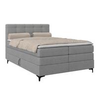 Boxspringbett MITTO Hellgrau 140x200 cm - Hellgrau/Schwarz, KONVENTIONELL, Textil/Metall (140/200cm)