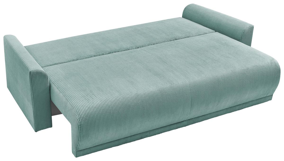 Rozkládací pohovka KIM, mátově zelený manšestr - mátově zelená, Moderní, dřevo (234/90/103cm)