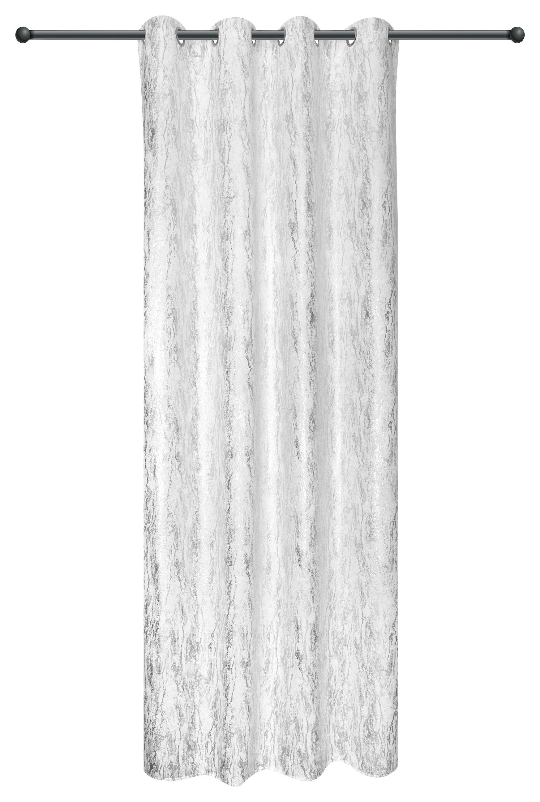 Vorhang Mit Ösen Elenore 140x245 Cm Silber/weiß