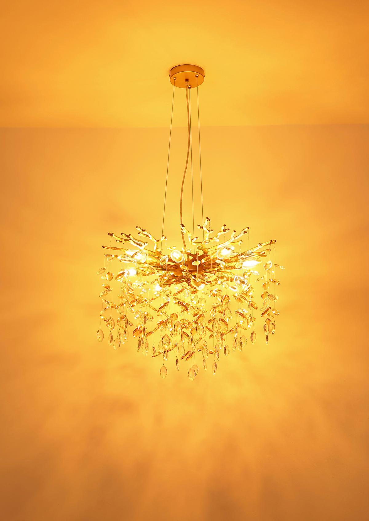 HÄNGELEUCHTE 64138H1G QUEENA - Klar/Goldfarben, Design, Glas/Metall (60/120cm) - Globo