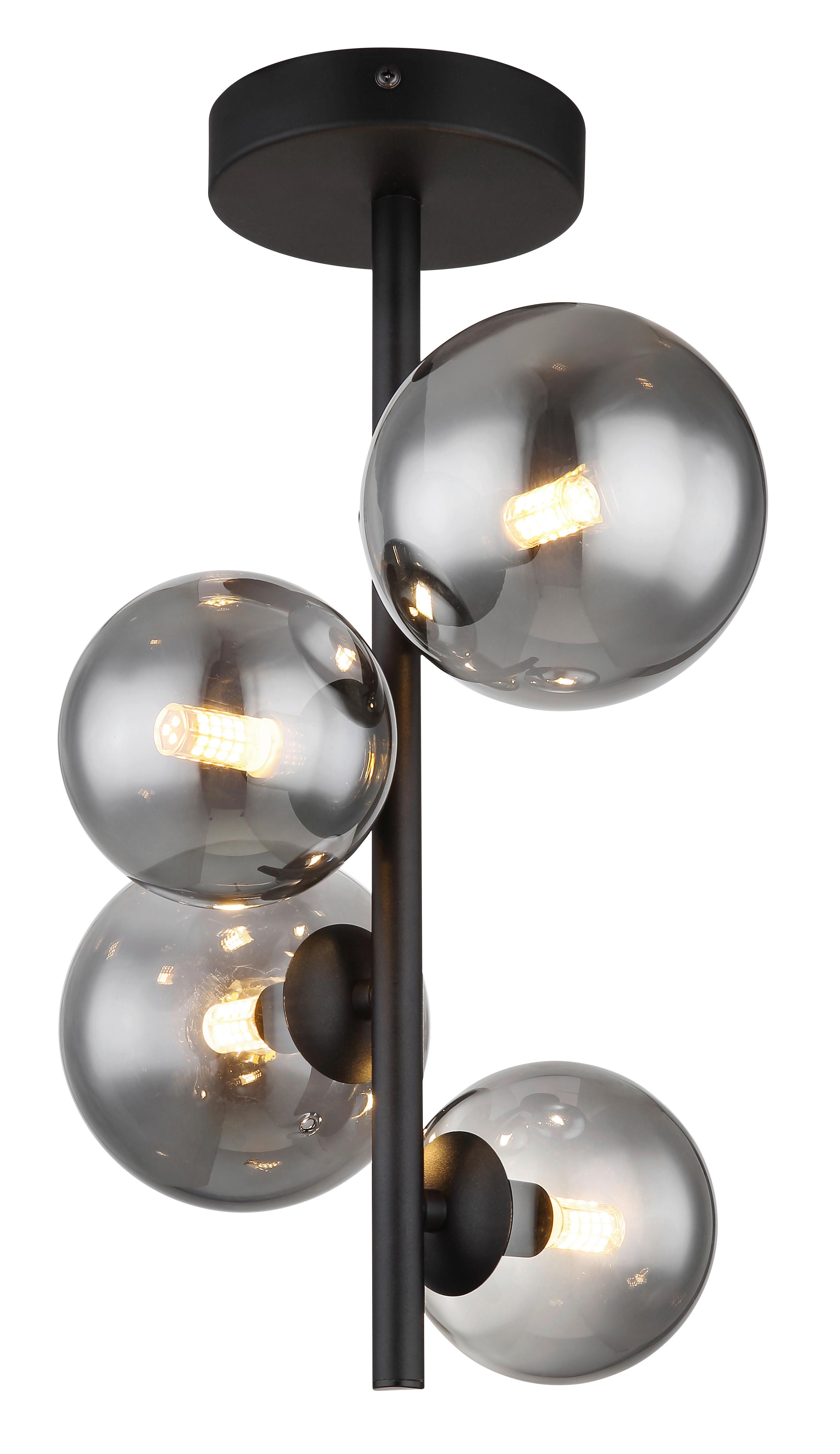 Led-deckenleuchte 56133-4d - Schwarz, Design, Glas/Metall (27/23/40cm) - Globo