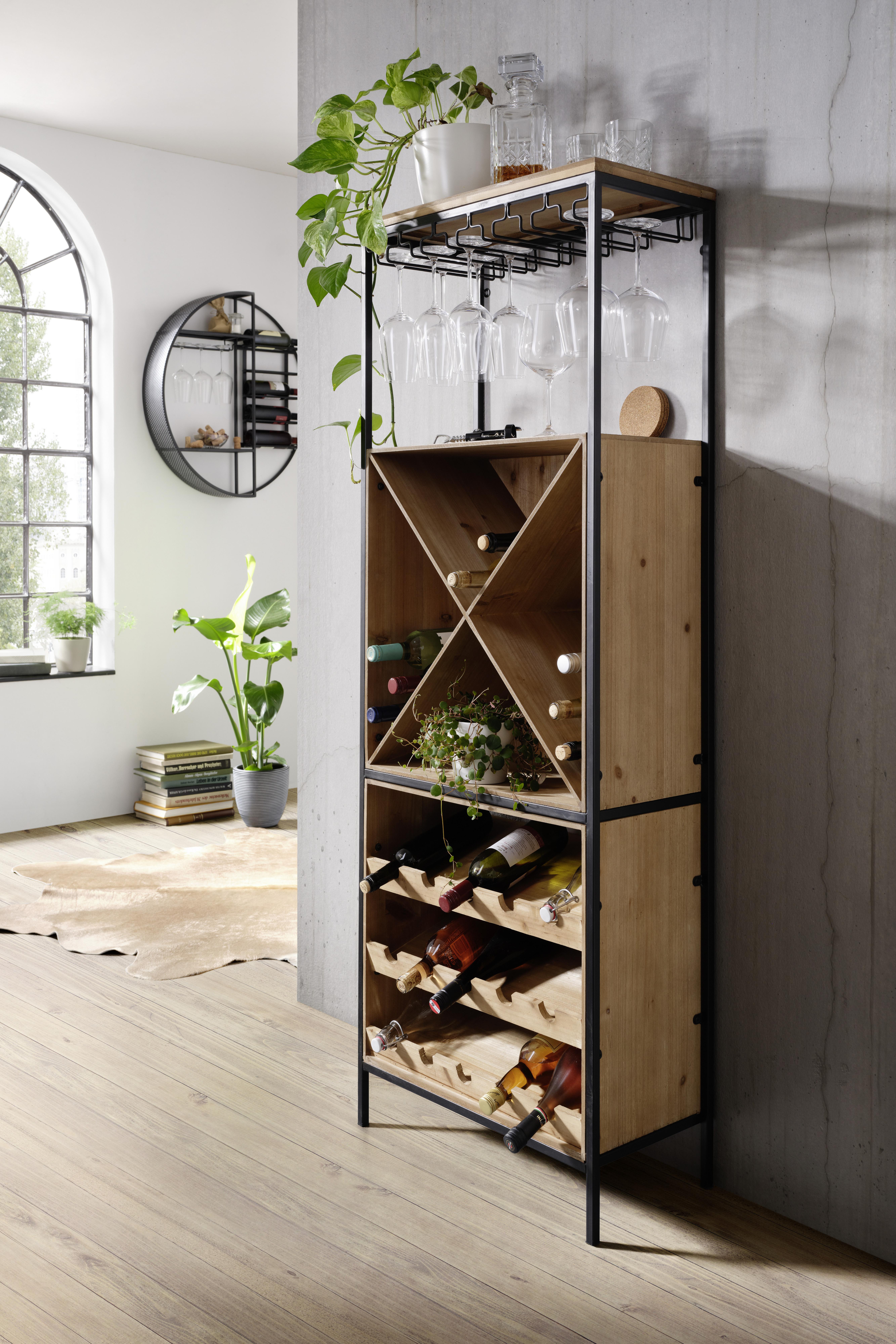 Barový Diel Champagne -Trend- - svetlohnedá/čierna, Moderný, kov/drevo (60/30/160cm) - Premium Living