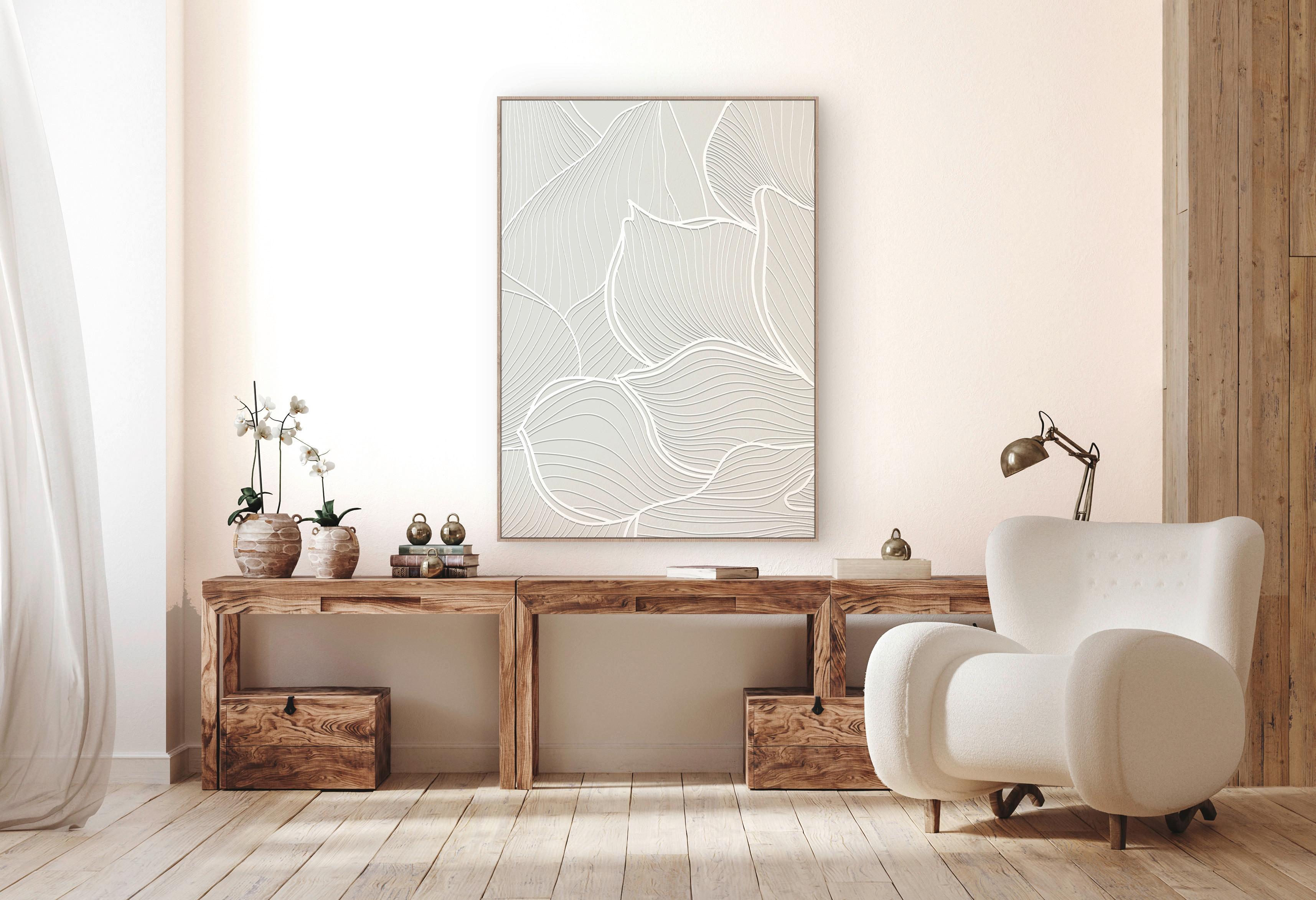 Obraz na plátně Denise, 100/140cm - bílá/přírodní barvy, kompozitní dřevo/textil (100/140cm) - Premium Living