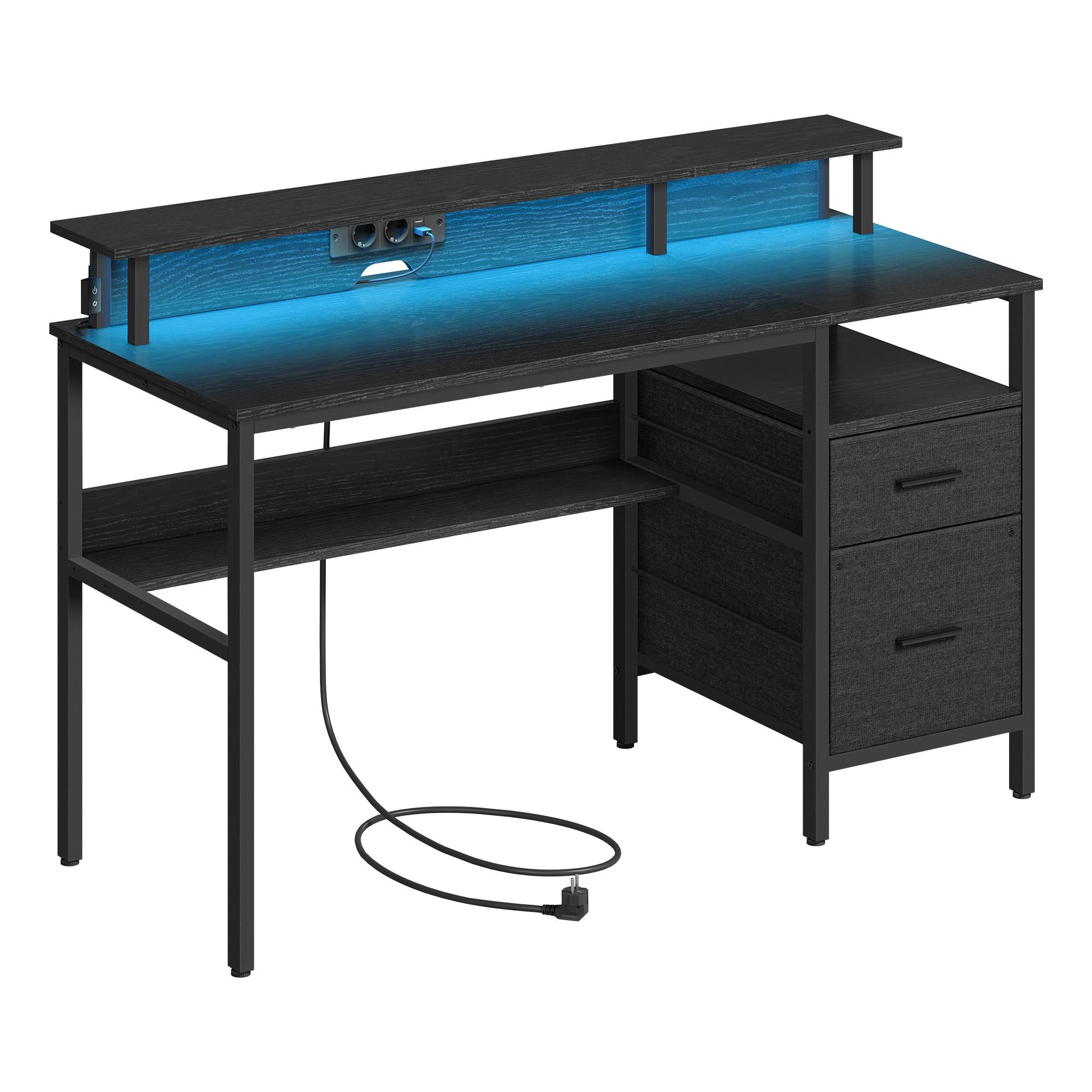GAMINGTISCH COMPUTER DESK - Schwarz, MODERN, Holzwerkstoff/Metall (135/55/89cm) - MID.YOU