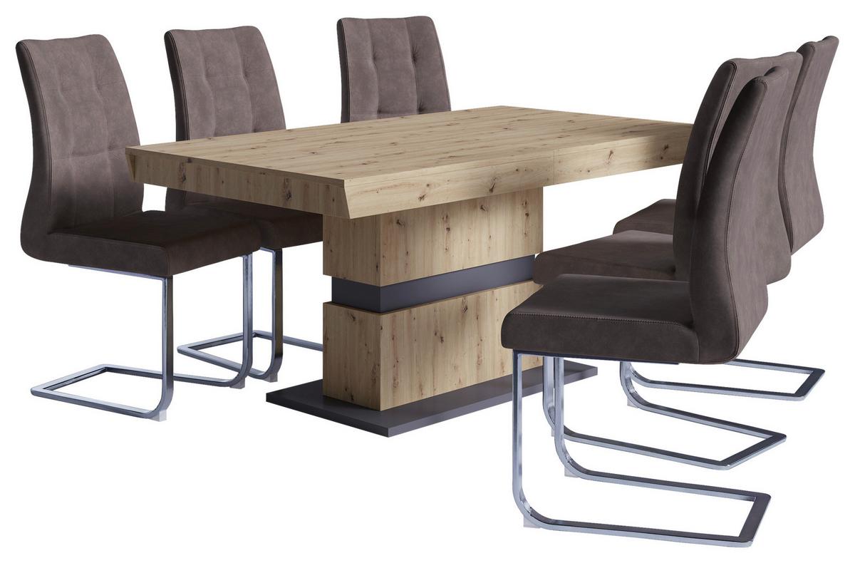 Schwingstuhl-Set Marlen XXL Braun/Silberfarben B: 47 cm - Silberfarben/Braun, LIFESTYLE, Textil/Metall (47/96/62cm) - MID.YOU