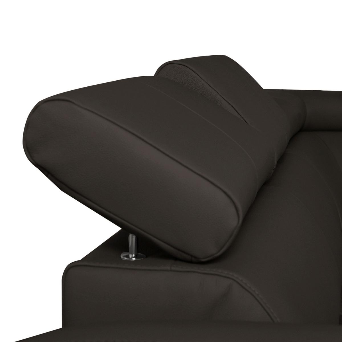 Wohnlandschaft Aspen Dbraun U-Form: 175 Cm - Chromfarben/Dunkelbraun, Design, Leder/Textil (175/315/208cm) - Livetastic