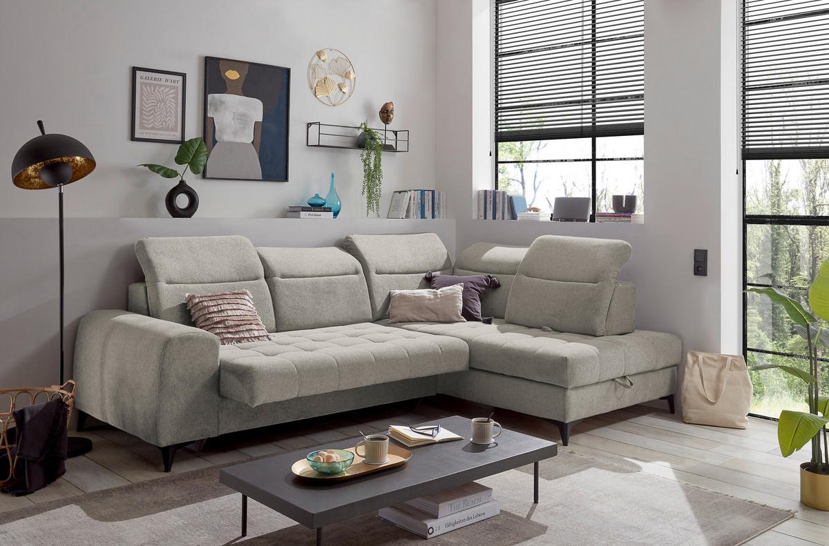 Ecksofa Rockdale Grau S: 282x200 Cm - Schwarz/Grau, KONVENTIONELL, Textil (282/200cm) - MID.YOU