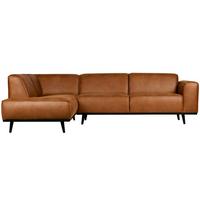 ECKSOFA Statement Cognac S: 210x274cm - Cognac/Schwarz, Design, Leder/Textil (210/274cm) - Livetastic