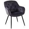 Armlehnstuhl Salerno Samtbezug Grau Gepolstert - Schwarz/Grau, MODERN, Textil/Metall (63/87/64cm) - MID.YOU