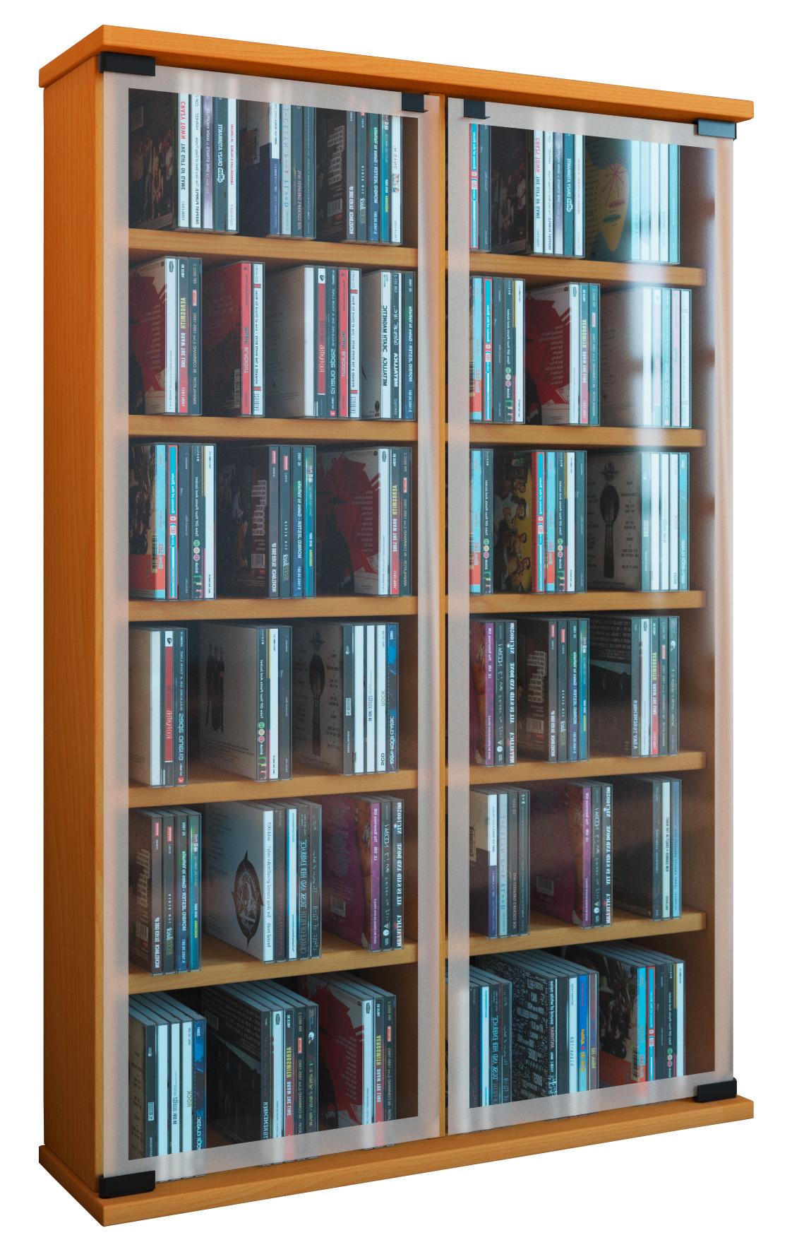 CD Regal mit Glastüren Galerie 60 cm Buche Dekor