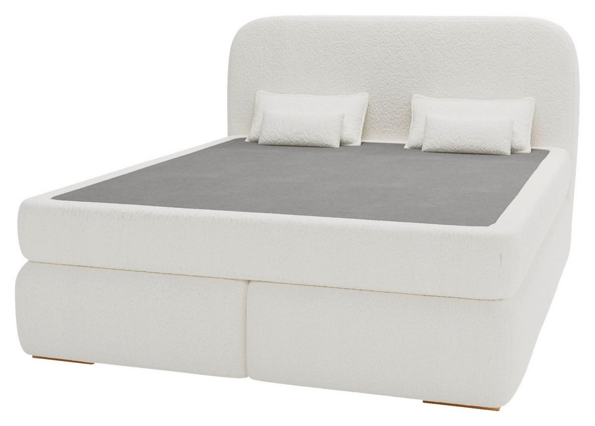 Boxspringbett Mit Topper 180x200 Isla - Beige/Buchefarben, Basics, Holz/Holzwerkstoff (180/200cm) - Livetastic