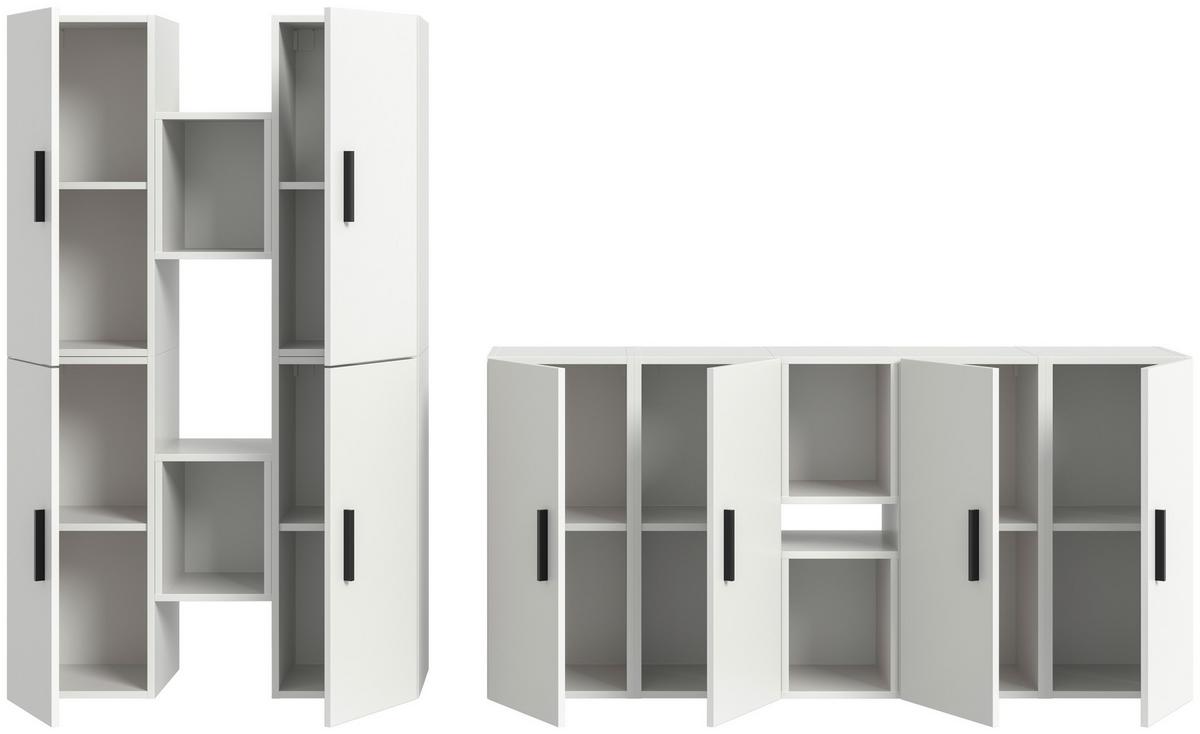 Wohnwand, The ONE 5, B: 270 cm Weiss - Schwarz/Weiß, Trend, Holzwerkstoff (270/182/34cm)