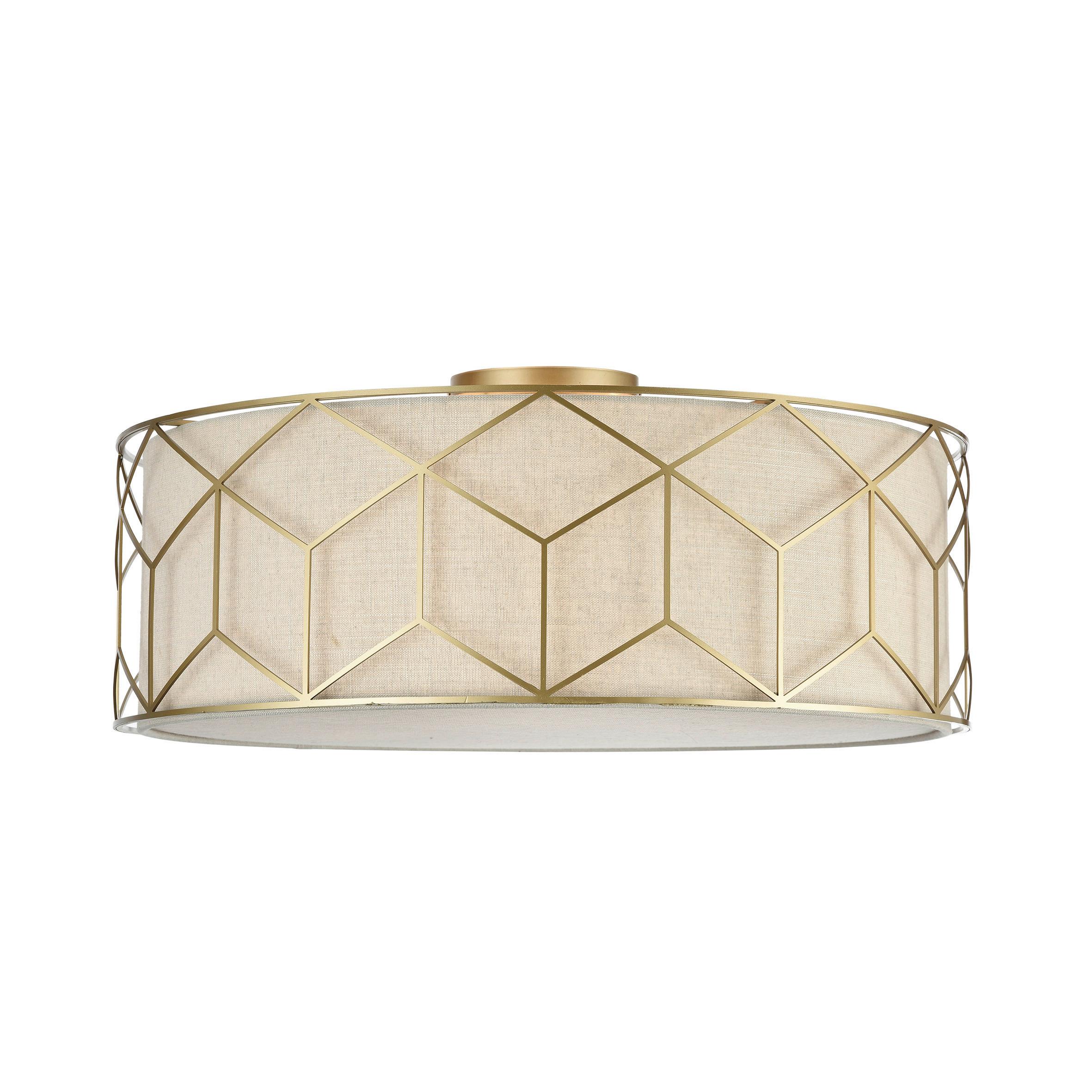DECKENLEUCHTE MESSINA - Beige/Goldfarben, Trend, Kunststoff/Textil (57/19cm) - MAYTONI