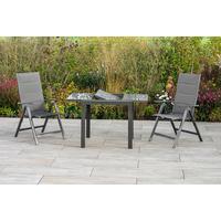 Gartentisch Ausziehbar Metall/glas L 80-120 Cm - Graphitfarben, KONVENTIONELL, Glas/Metall (80-120/75,5/70cm) - Gardenson