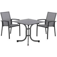 Gartengarnitur 3-tlg. Textil / Keramik - Anthrazit/Schwarz, KONVENTIONELL, Keramik/Kunststoff - Siena Garden