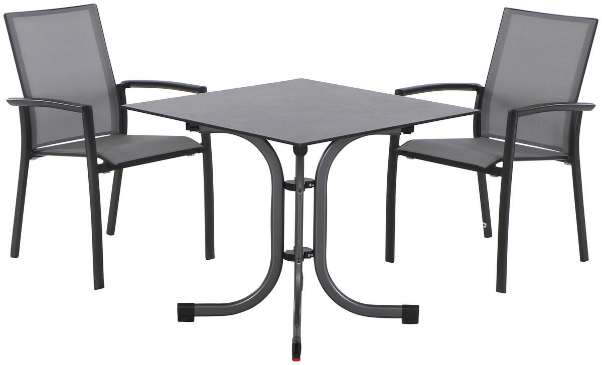 Gartengarnitur 3-tlg. Textil / Keramik - Anthrazit/Schwarz, KONVENTIONELL, Keramik/Kunststoff - Siena Garden