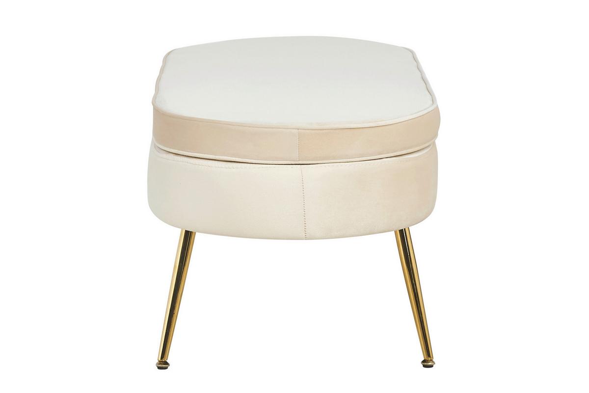 Hocker Beige B: 99 Cm - Beige/Goldfarben, MODERN, Textil (99/40/44cm) - Livetastic