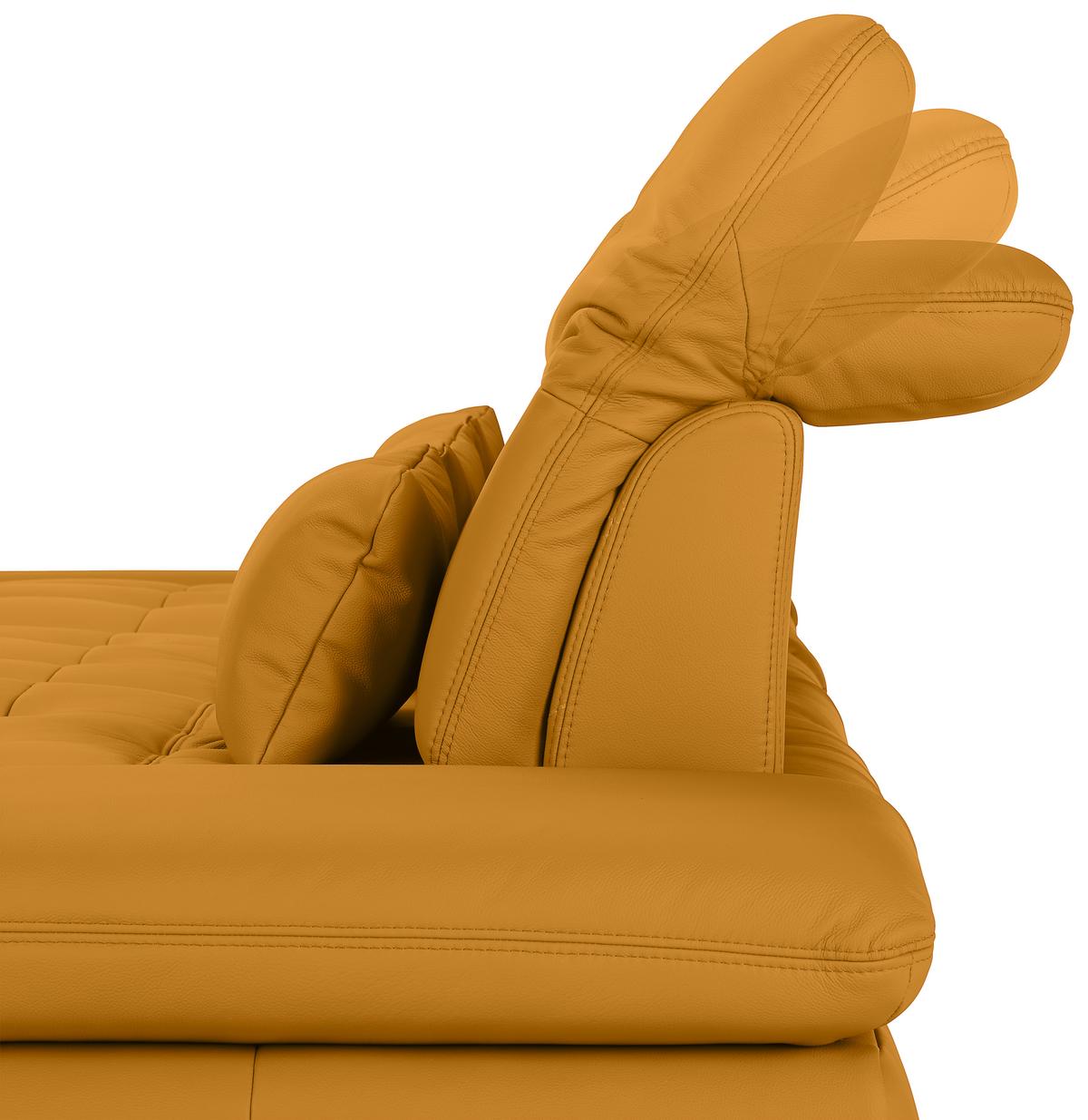 Rohová sedačka SANFINO, ľavá, žltá pravá koža - žltá/chrómová, Konventionell, kov/koža (199/305cm) - Premium Living