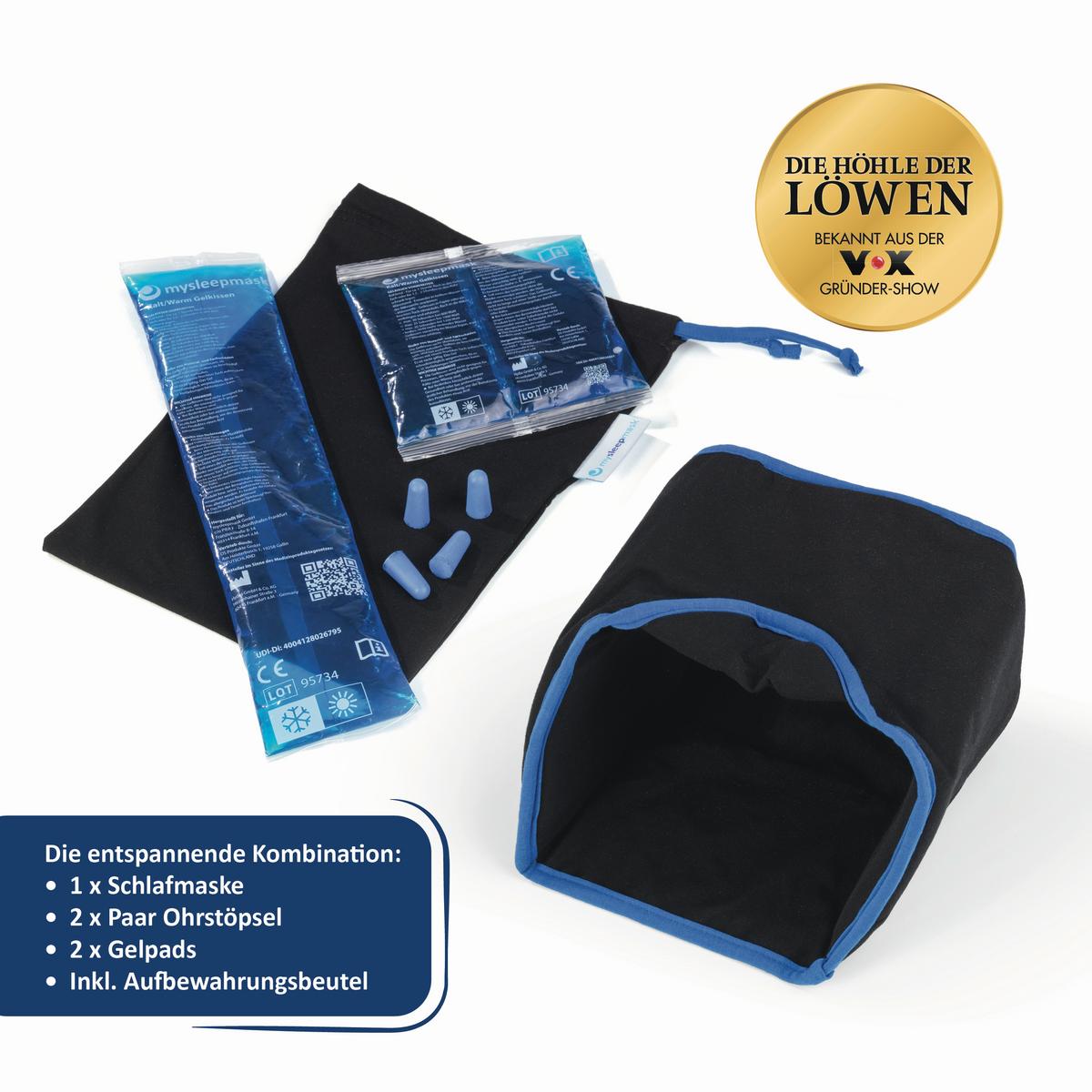 SCHLAFMASKE MYSLEEPMASK L/XL SCHWARZ/BLAU - Blau/Schwarz, Basics, Textil (28/19/1cm)