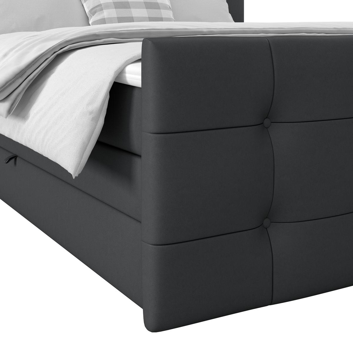 Boxspringbett Josie 160 - Dunkelgrau/Schwarz, MODERN, Holz/Holzwerkstoff (160/200cm)