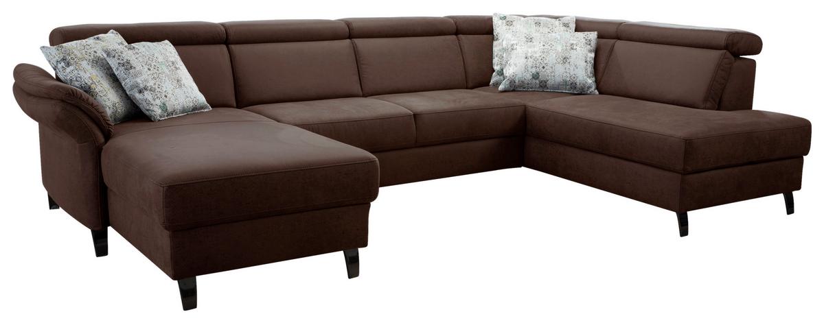 Wohnlandschaft Arngast rechts cognac, 165x317x193 cm - Cognac/Schwarz, KONVENTIONELL, Textil (165/317/193cm) - Sit & More