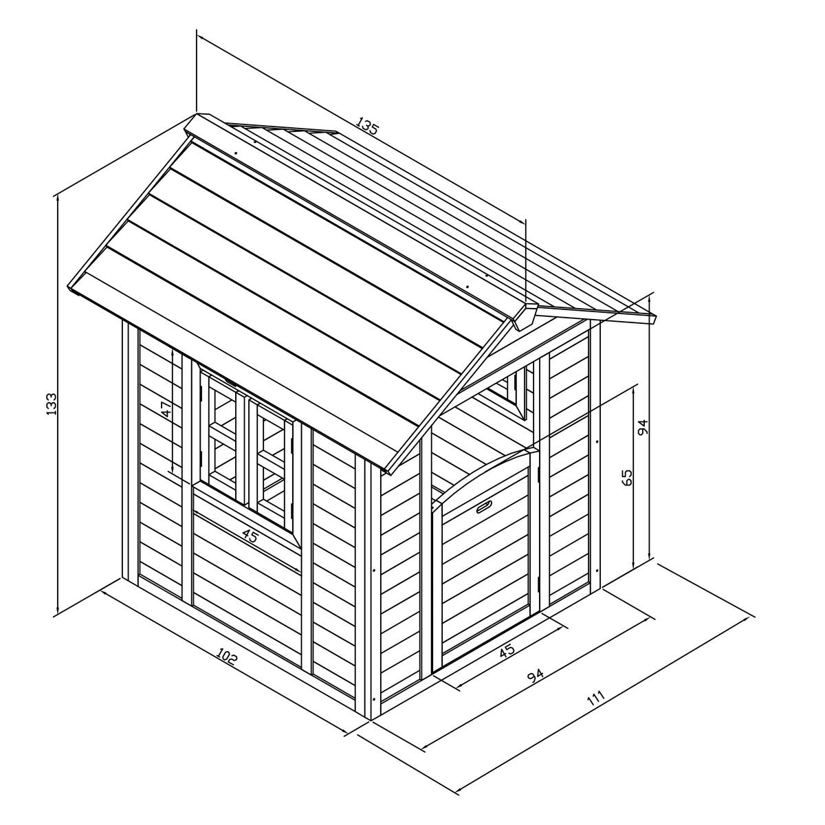 Spielhaus Lodge Grau - Weiß/Grau, LIFESTYLE, Holz (135/111/133cm)