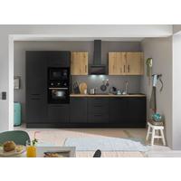 Küchenblock Turin Schwarz/Eiche Dekor B: 330 cm - Schwarz/Eiche Artisan, Basics, Holzwerkstoff (330cm) - MID.YOU
