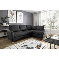 Ecksofa Compact Schwarz B: 227x168 Cm - Buchefarben/Schwarz, Design, Leder/Textil (227/168cm) - Livetastic