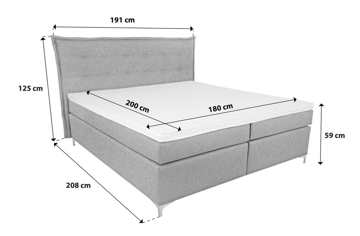 Boxspringbett mit Topper 180x200cm Fabio, Braun - Braun, MODERN, Textil (180/200cm)