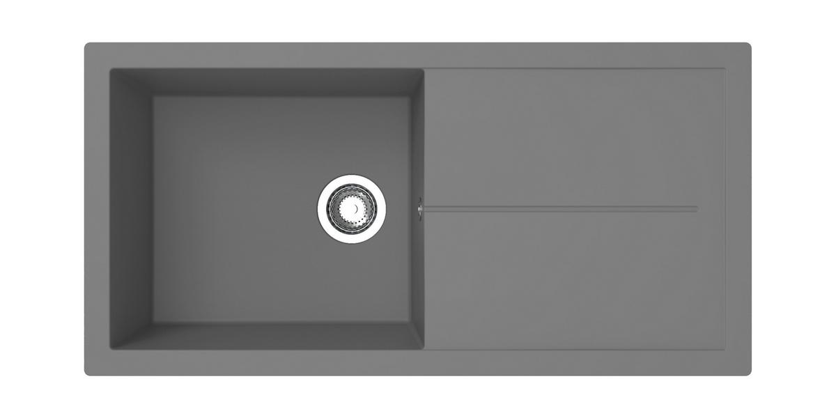Spüle Cleveland Grau 100x21,4 cm - Grau, Basics, Glas/Kunststoff (100/21,4/50cm) - Respekta