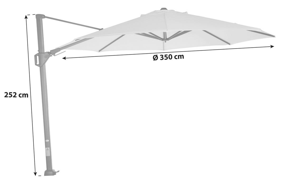 Ampelschirm Sunset N+ Ø 350 H: 252 Cm Anthrazit/grau - Anthrazit/Grau, KONVENTIONELL, Textil/Metall (350/350cm) - Siena Garden