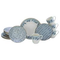 Kombiservice Euböa Blau, Weiß L: 33 cm - Blau/Weiß, Basics, Keramik - Creatable
