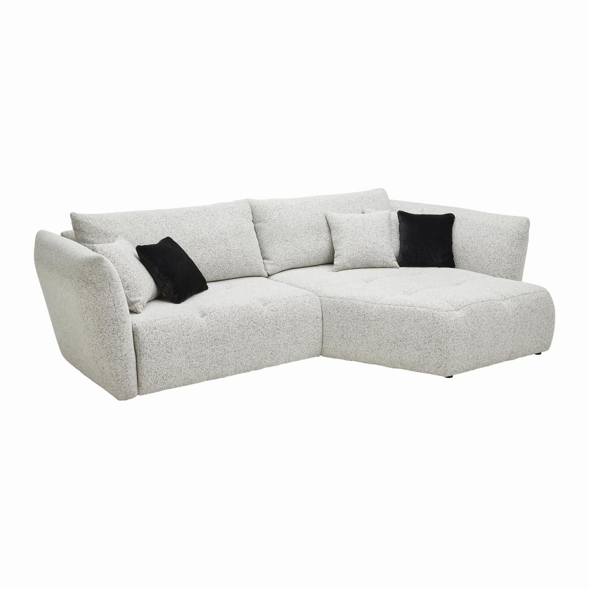 Sedacia súprava BONNY, pravá, béžová / čierna, 5x vankúš - čierna/béžová, Modern, drevo/textil (300/193cm) - Premium Living