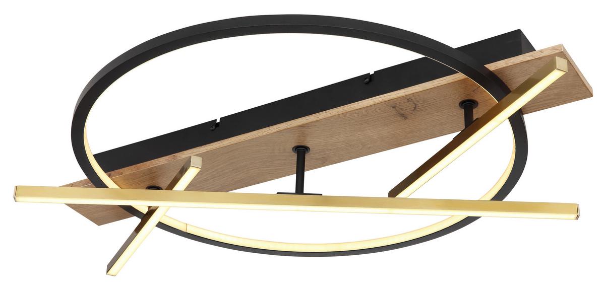 Led Mennyezeti Lámpa 67295d1 - sötétbarna/fekete, Design, műanyag/faalapú anyag (70/60/11,5cm) - Globo